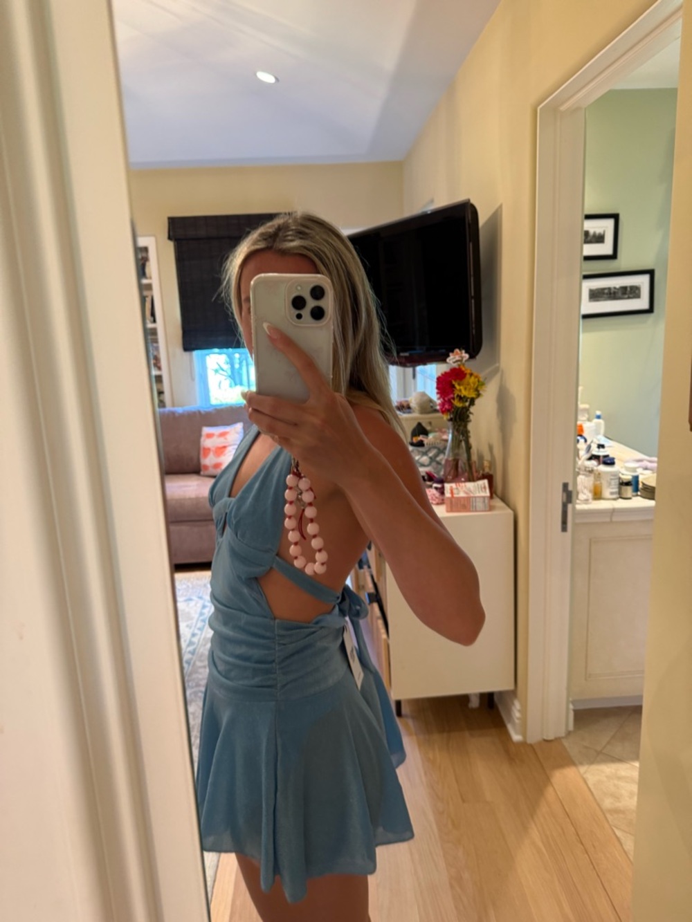 Princess Polly Light Blue Halter Mini Dress NWT - Picture 3 of 6